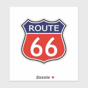 Sticker Voyage Route 66 Rouge Et Bleu