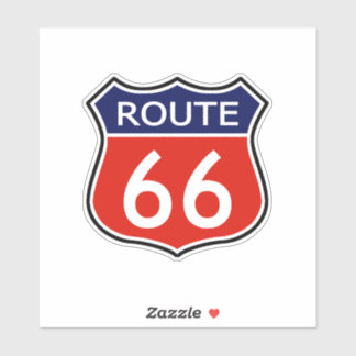 Sticker Voyage Route 66 Rouge Et Bleu