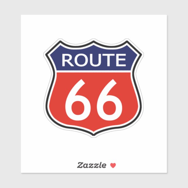 Sticker Voyage Route 66 Rouge Et Bleu (Feuille)