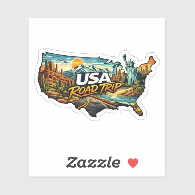 Sticker Voyage routier aux États-Unis (Feuille)