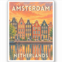 Voyage Vintage Amsterdam Pays-Bas Coucher de Solei