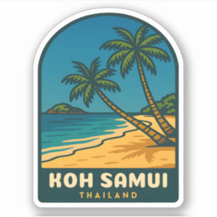 Sticker Voyage Vintage Koh Samui Thaïlande Plage Rétro