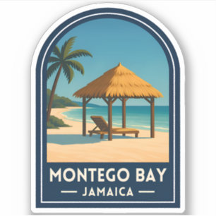 Sticker Voyage Vintage Montego Bay Jamaïque Plage Rétro