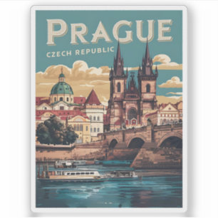 Sticker voyage vintage prague république tchèque cadeaux,