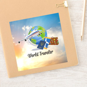 Sticker Voyageur du monde, modèle 2,