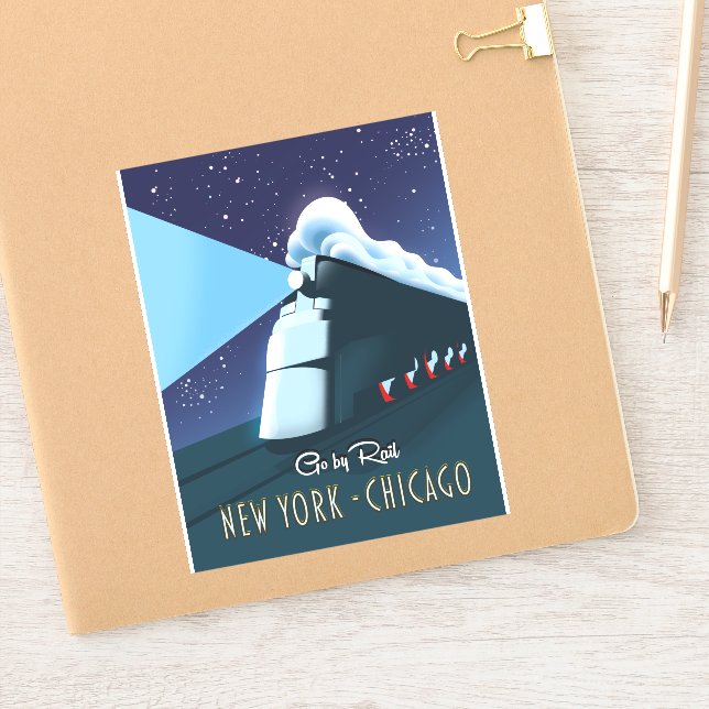 Sticker "Voyagez par le rail" New York - Chicago (Carnet)