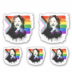 Sticker VP Kamala Harris LGBTQ Progress Pride Graffiti