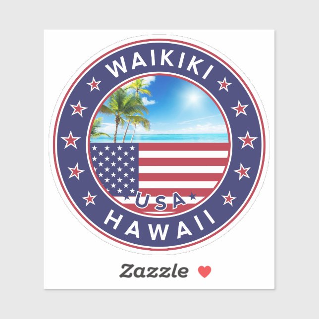 Sticker Waikiki Hawaii (Feuille)