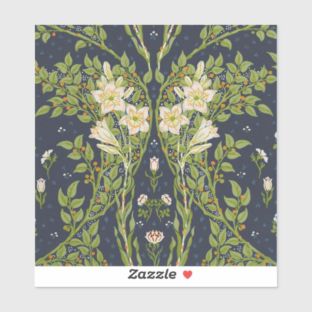 Sticker Walter Crane Branches Berry avec Lys blancs (Feuille)