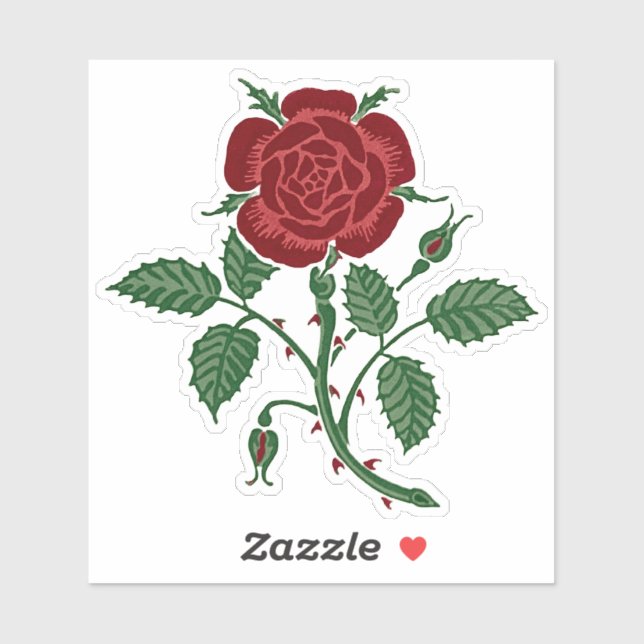 Sticker Walter Crane Le fond d'écran saxon Rose rouge (Feuille)