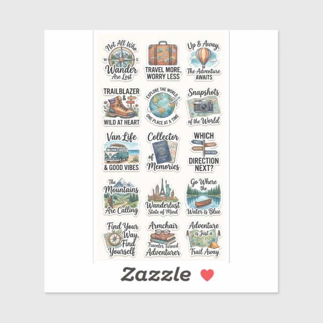 Sticker Wander & Wonder – Pack d'autocollants d'aventure d (Feuille)
