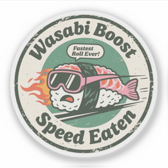 Sticker Wasabi Boost Speed Sushi Racing Mangé (Devant)