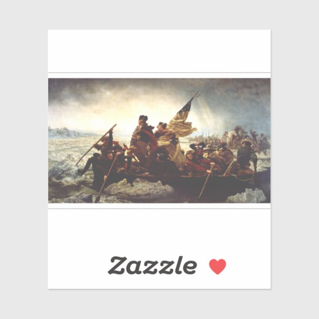 Sticker Washington traversant le Delaware par Emanuel Leut (Feuille)