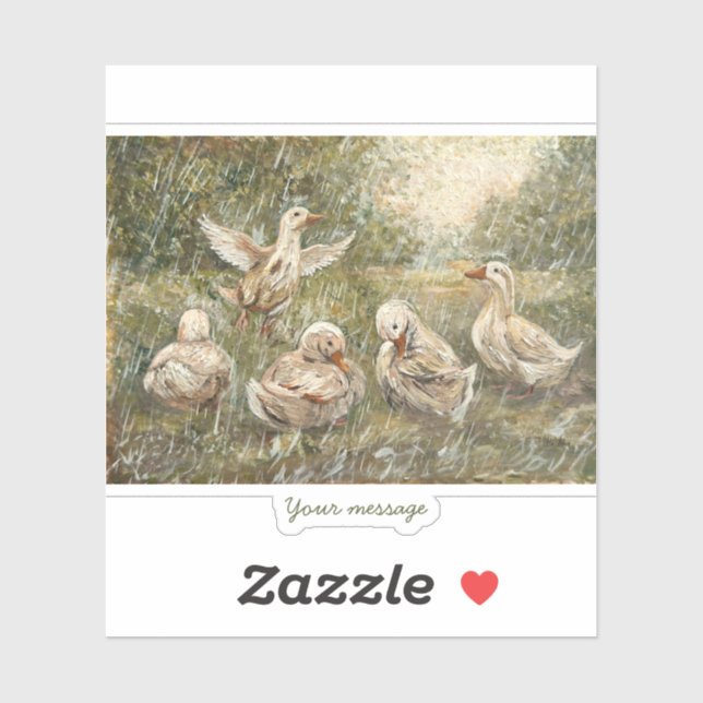 Sticker Water Play Whimsical Farmhouse Duck Family Pond (Feuille)