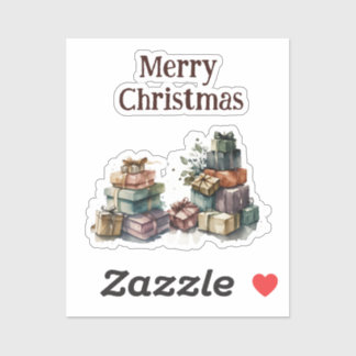 Sticker Watercolor Christmas Gifts