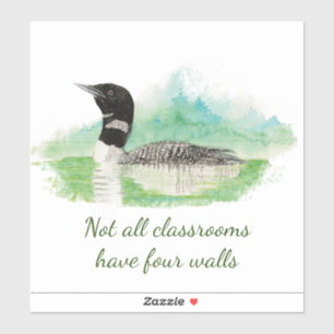 Sticker Watercolor Common Loon Bird Wilderness Citation Ar