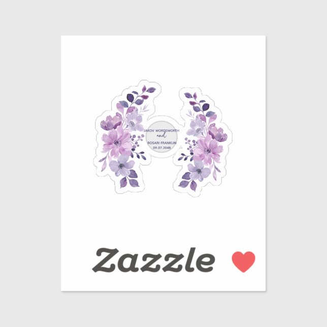Sticker Watercolor purple flower bouquet (Feuille)