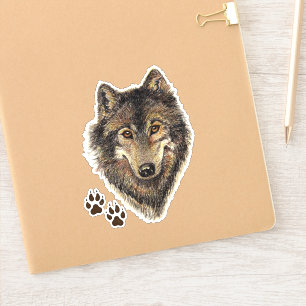 Sticker Watercolor Wolf Faune Animal Nature Art