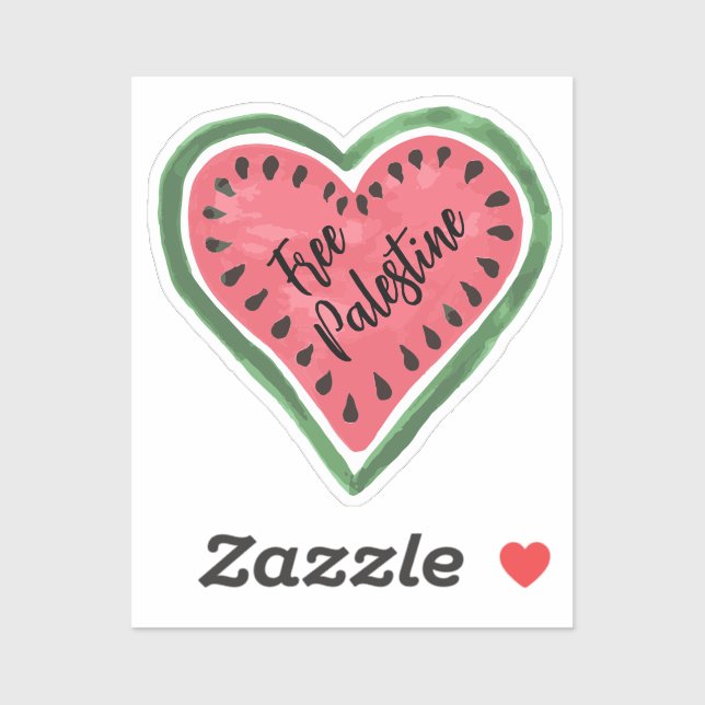 Sticker Watermelon Heart "Free Palestine" (Feuille)
