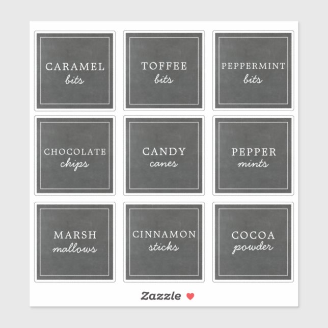 Sticker Waterproof Holiday Hot Chocolate Bar Jar Labels (Feuille)