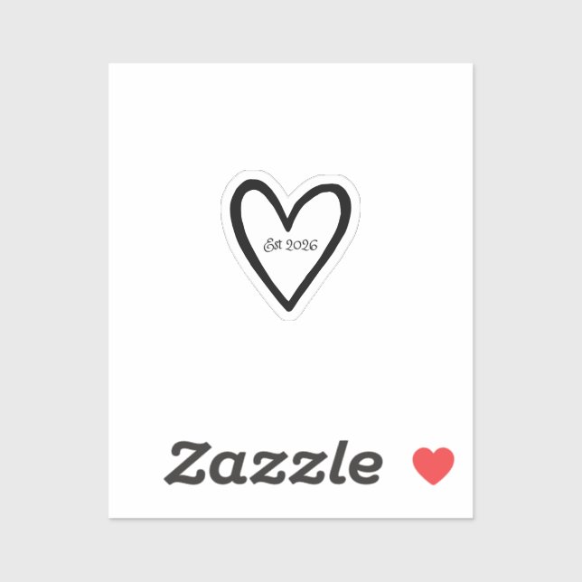 Sticker Wedding Heart Outlined Bride Groom  (Feuille)