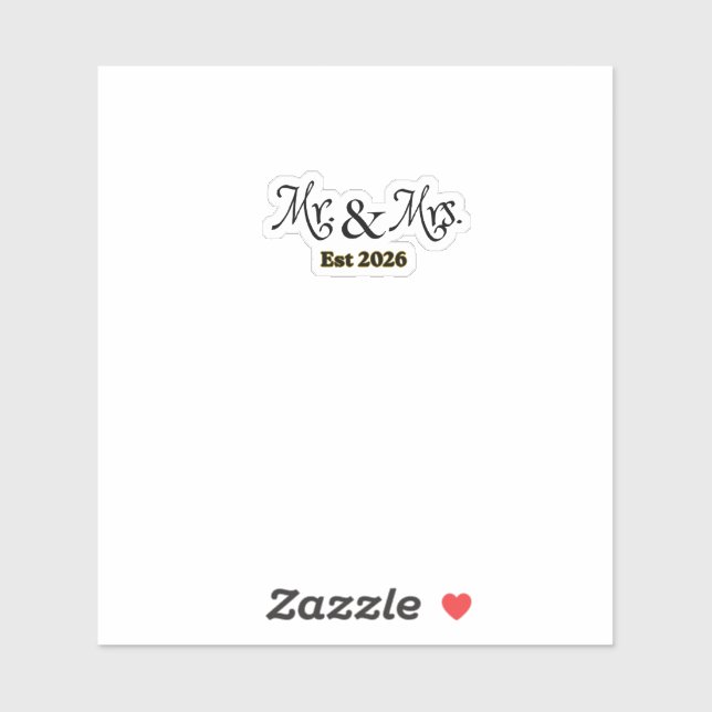 Sticker Wedding Mr and Mrs temporary  (Feuille)