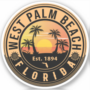 Sticker West Palm Beach Floride Rétro Sunset Souvenirs