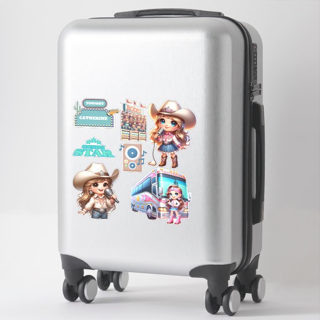 Sticker Western Cowgirl Country Music Star Custom (Sur valise)