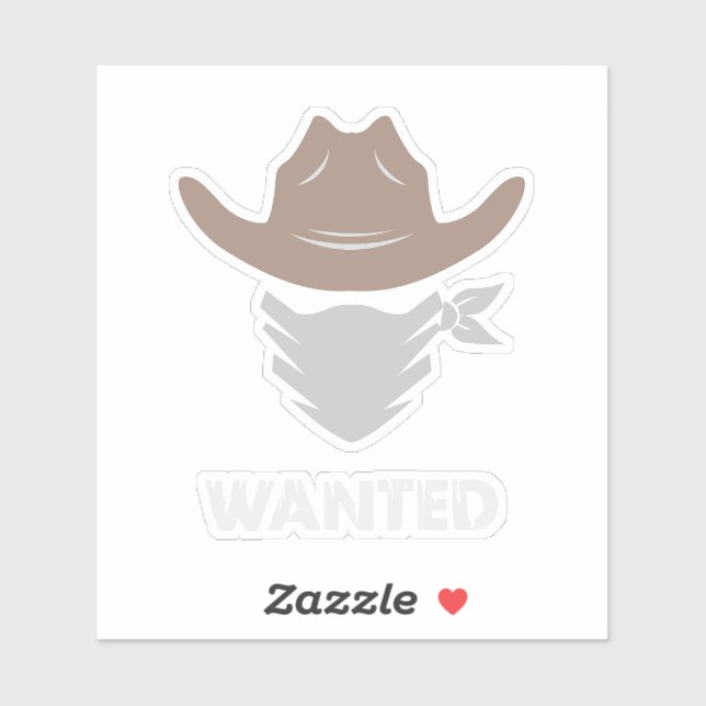Sticker Western Outlaw Cowboy Wanted (Feuille)