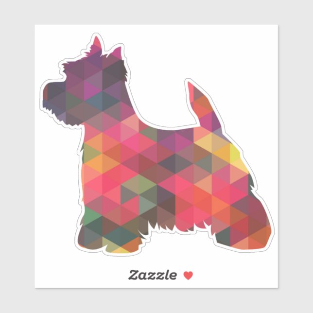 Sticker Westie Terrier Motif géométrique Silhouette (Feuille)