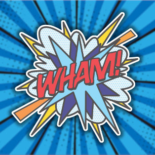 Sticker WHAM Amusant Rétro Bande Dessinée Pop Art
