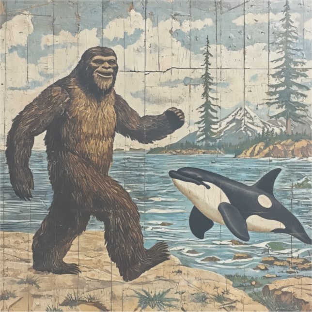 Sticker Whimsical Bigfoot et Orca (Devant)
