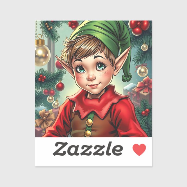 Sticker Whimsical Cartoon Elf | Christmas (Feuille)