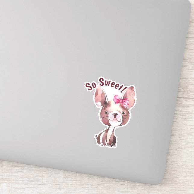 Sticker Whimsical Chien de Chien de Chien "So Sweet" (Détail)