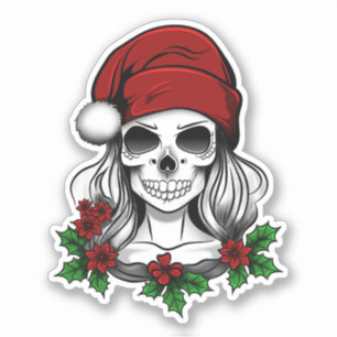 Sticker Whimsical gothique Père Noël Crâne Noël