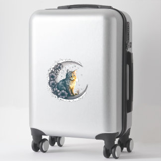 Sticker Whimsical Moonlit Cat Art