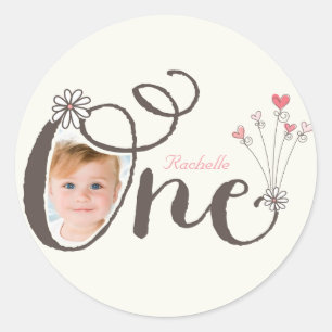 Sticker Whimsical One Girl Merci 1er anniversaire