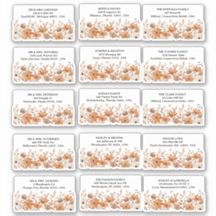 Sticker Whimsical Rustic Boho Floral Mariage Adresse