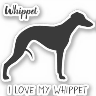 Sticker Whippet Profil Silhouette J'aime mon Whippet