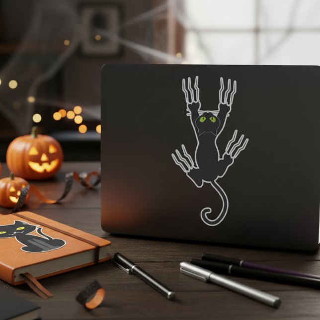 Sticker Whiskers éffrayants Halloween Chat noir (Spooky Whiskers Halloween Black Cat Sticker)