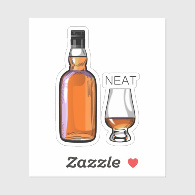 Sticker Whiskey Neat Funny Alcool Boire (Feuille)