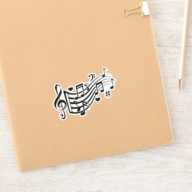 Sticker Whispers harmonieux : Feed the Rhythm - Notes musi (Carnet)