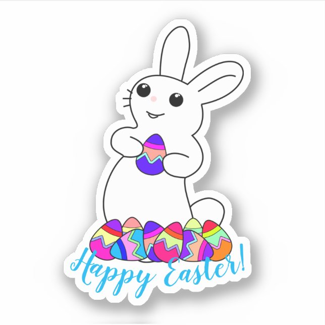 Sticker White Bunny Easter (Devant)