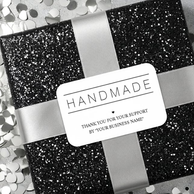 Sticker White Minimalist Handmade Artisan Gratitude  (Artisan Gratitude: White Minimalist Sticker for Small Handmade Businesses.)