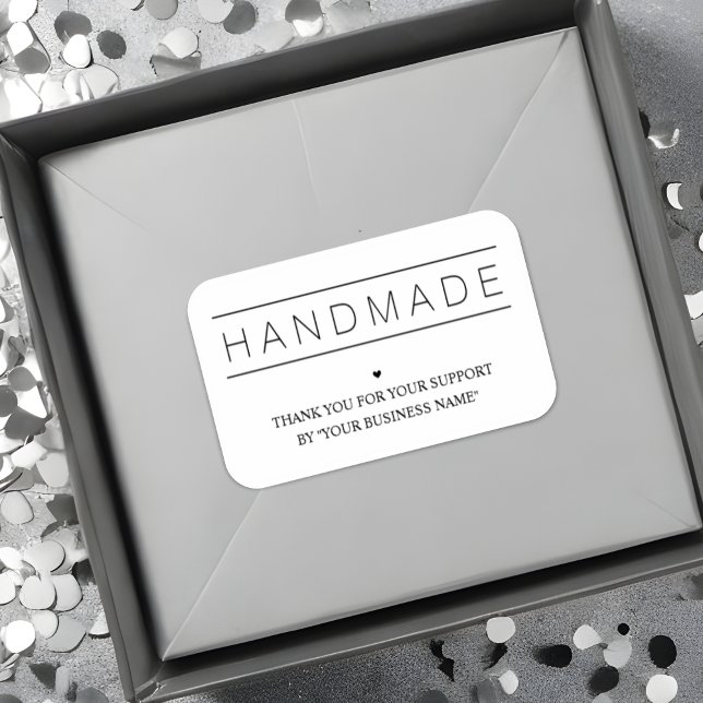 Sticker White Minimalist Handmade Artisan Gratitude  (Artisan Gratitude: White Minimalist Sticker for Small Handmade Businesses.)