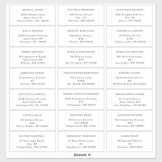 Sticker White Modern Bold Mariage Adresse d'hôte (Feuille)