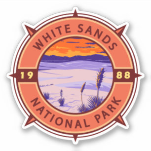 Sticker White Sands National Park Retro Compass Emblem