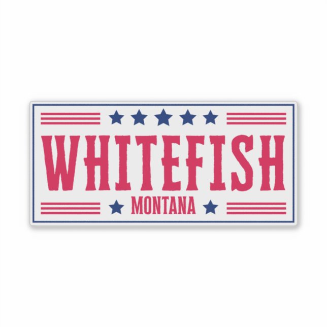 Sticker WHITEFISH MONTANA Étoiles & rayures (Devant)