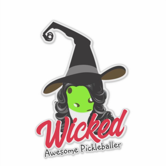Sticker Wicked Awesome Pickleballer Green sorcière Hallowe (Devant)