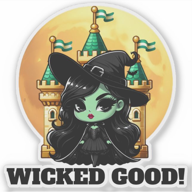Sticker Wicked Good Little Green Witch Moon Castle (Devant)